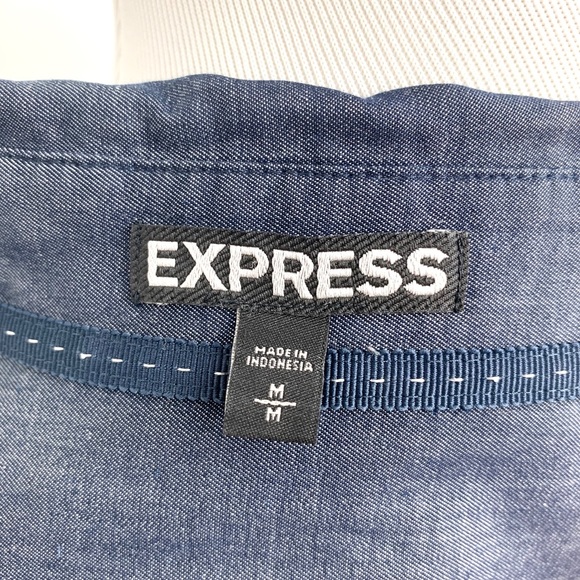 Express Design Studio Chambray Medium Blouse - Picture 3 of 3